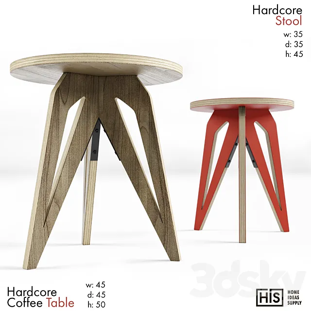 HIS - Hardcore Stool and Coffee Table 3DModel