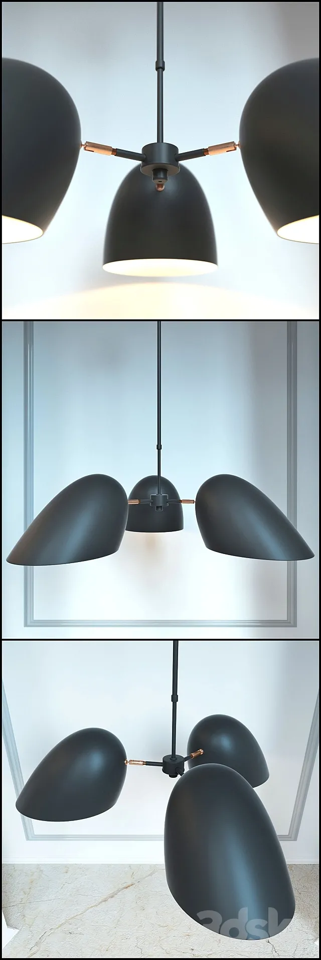 Hitchcock 3 Arm Chandelier 3DModel