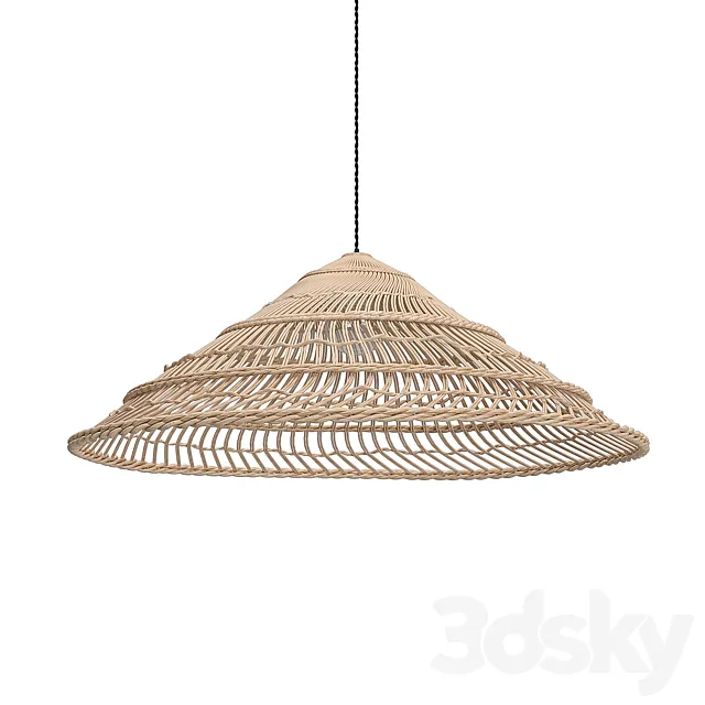 HK Living Wicker Hanging Lamp Triangle Natural 3D Model