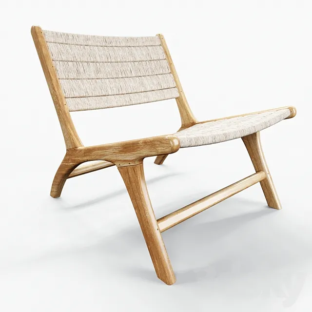HKLiving abaca _ teak lounge chair 3D Model