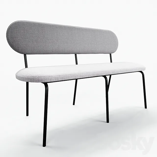 HKLiving - dining table bench gray 3DModel