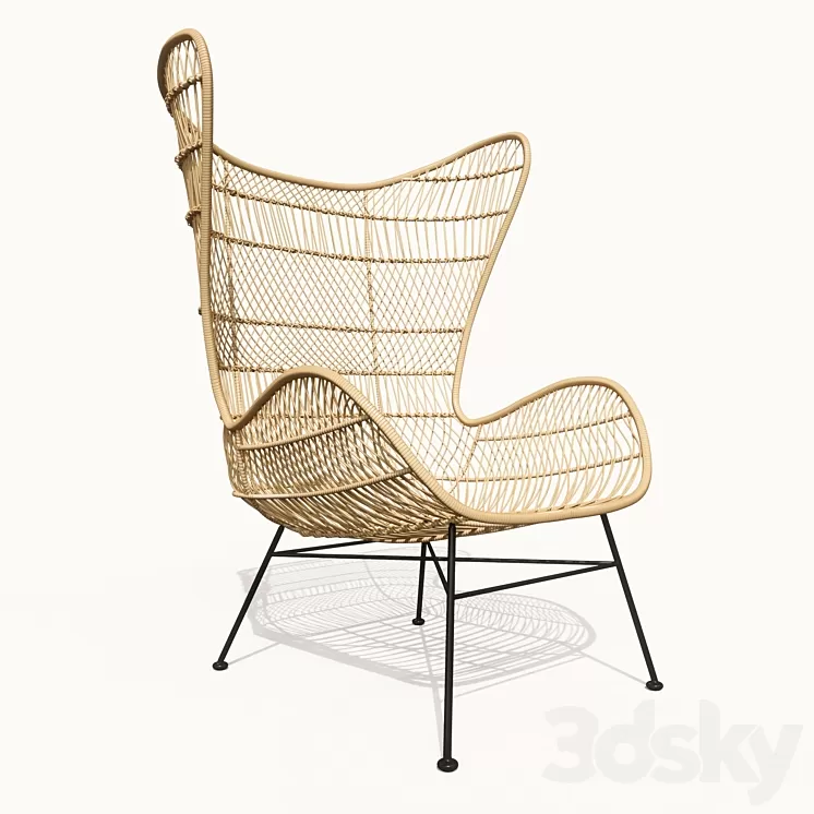 HKliving rattan egg chair natural bohemian 3D Model