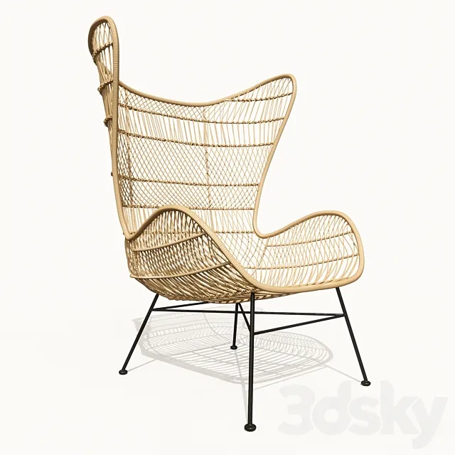 HKliving rattan egg chair natural bohemian 3DModel