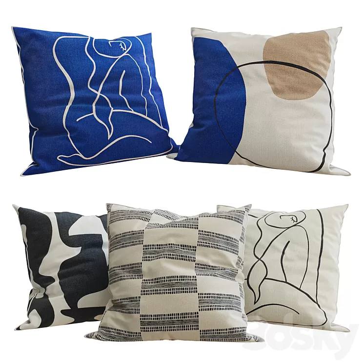 H&M Home - Decorative Pillows set 32 3D Model Free