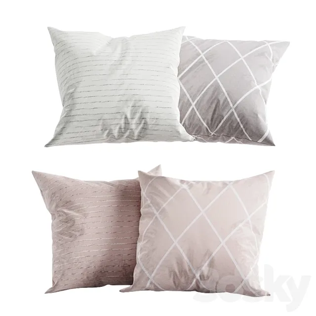 H&M Home Pastel Pillow Set 3D Model