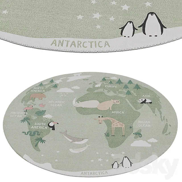 HM Home World map cotton rug 3DModel