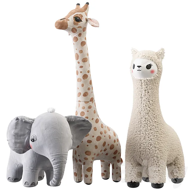 H&M Toys elephant lama giraffe 3D Model