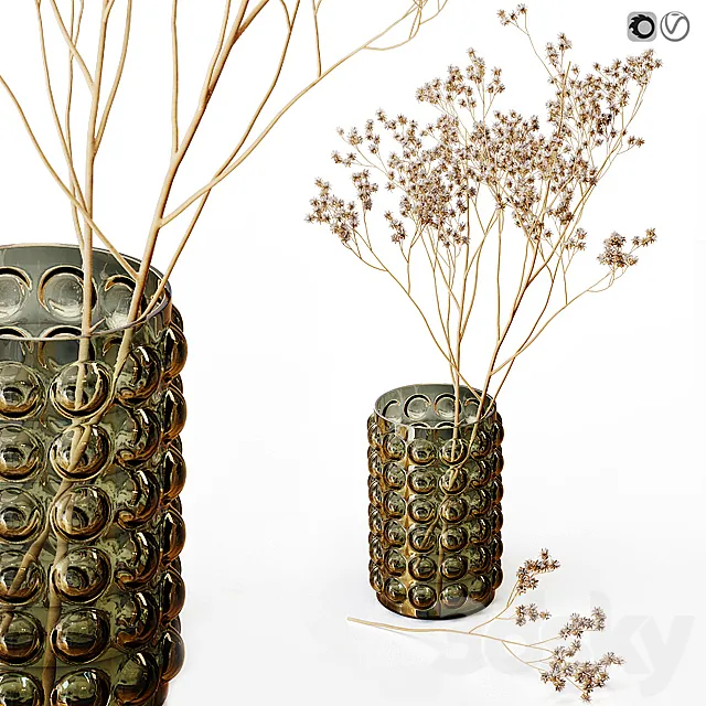 H&M vase with dry flowers 3D Model