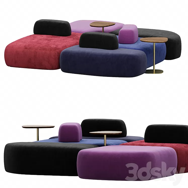 hm63 Pebble sofa set 3D Model Free