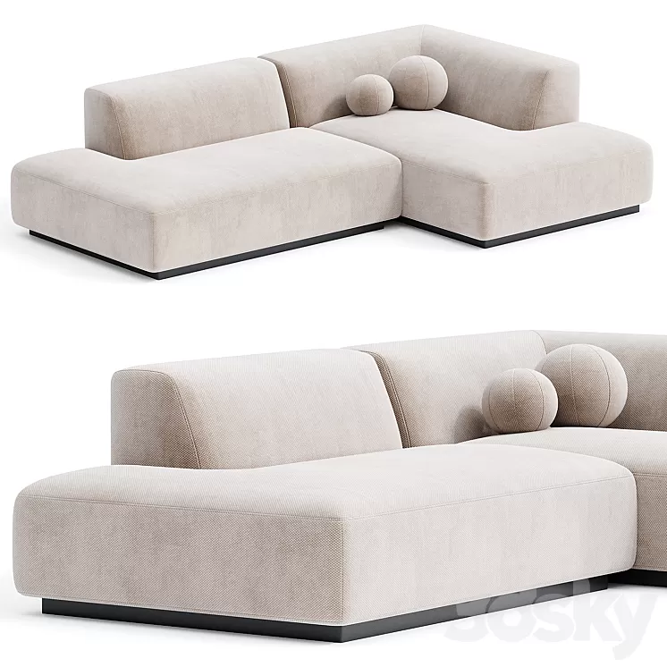 Hoekbank in jaspee stof Jacopo 3D Model Free