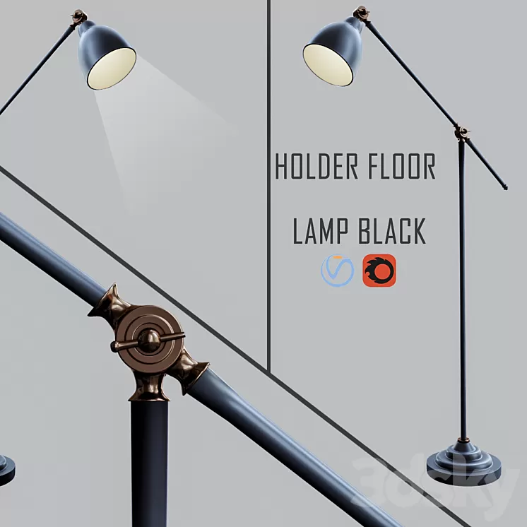 Holder Floor Lamp Black 3D Model