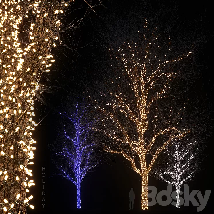 Holiday glowing trees 3D Model Free
