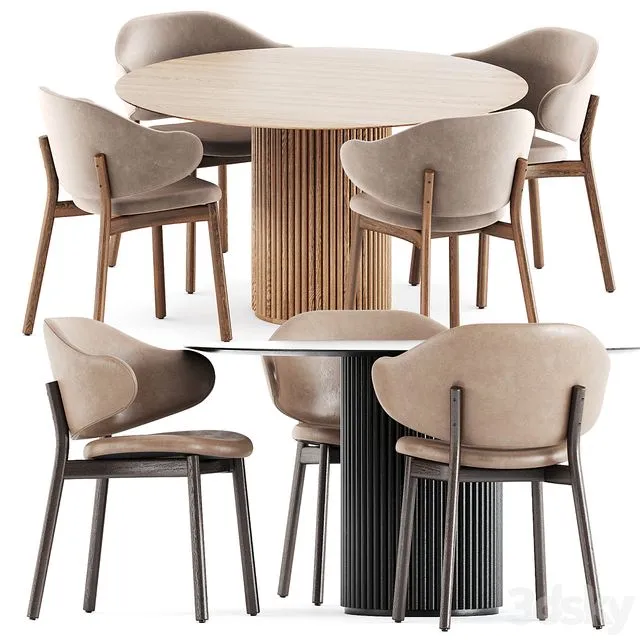 Holly chairs by Calligaris and Palais Royal table by Asplund 3D Model