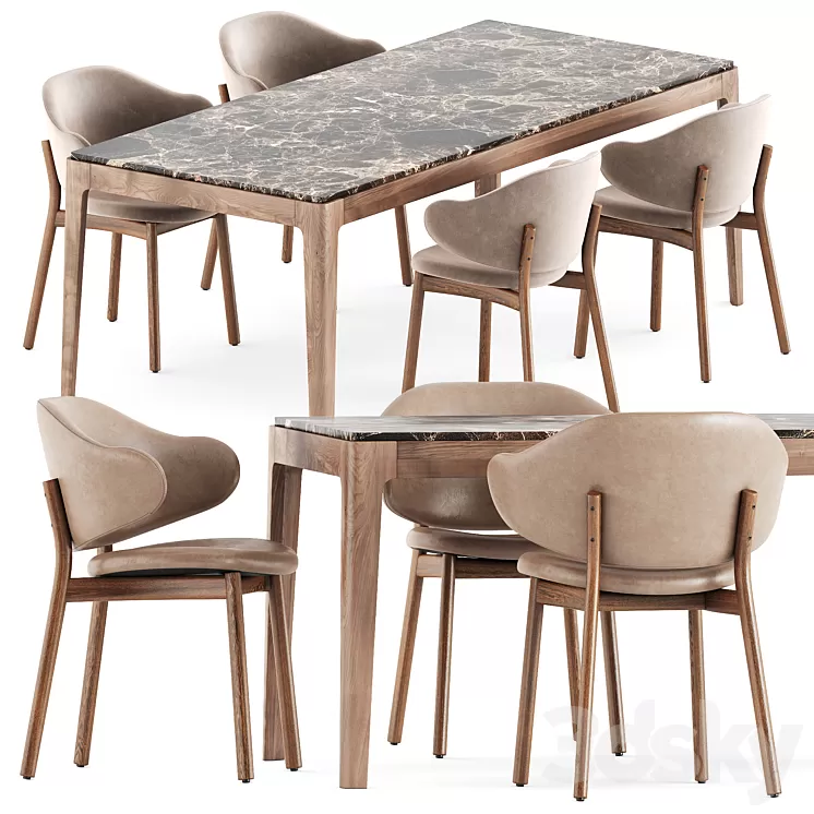 Holly chairs by Calligaris and Ziggy table by Porada 3D Model Free