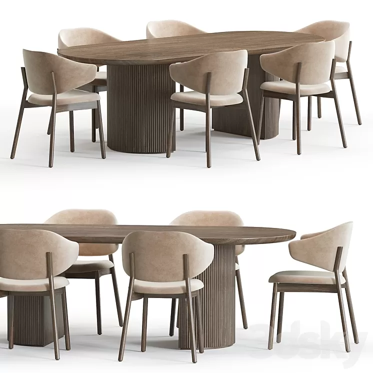 Holly Home Chair Calligaris and Moon Table 3D Model Free