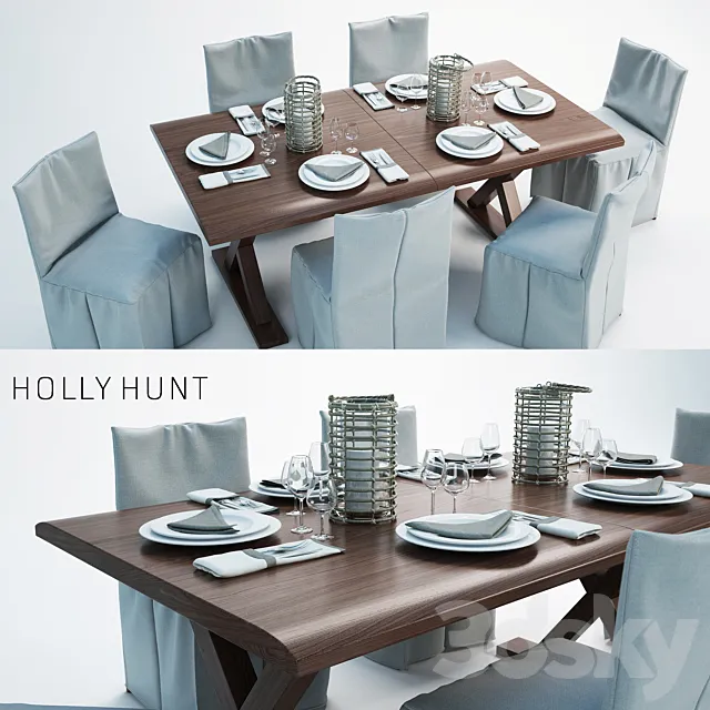 holly hunt dining set 3D Model