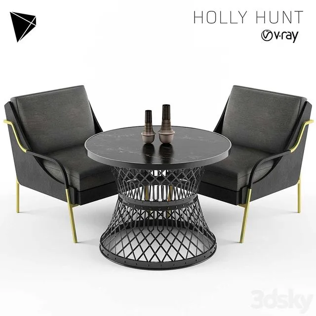 Holly Hunt Harlow Lounge Chair Set 3D Model