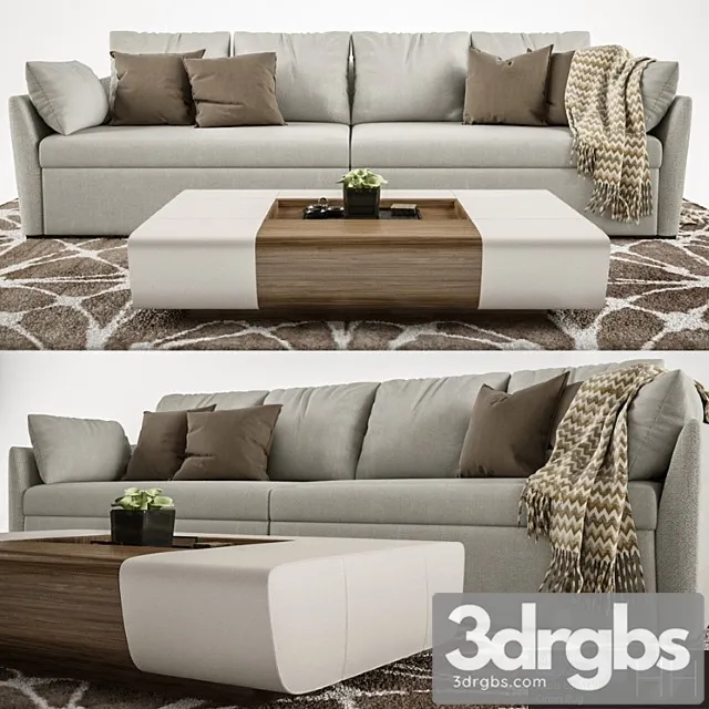 Holly Hunt Ville Sofa Oasis Cocktail Table 3D Model Free