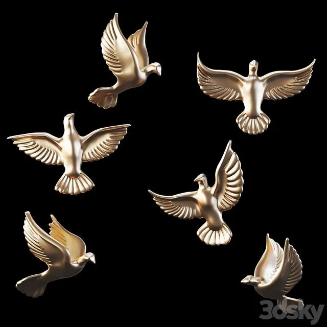 Homary 6 Pieces Set Flocking Birds 3D Model