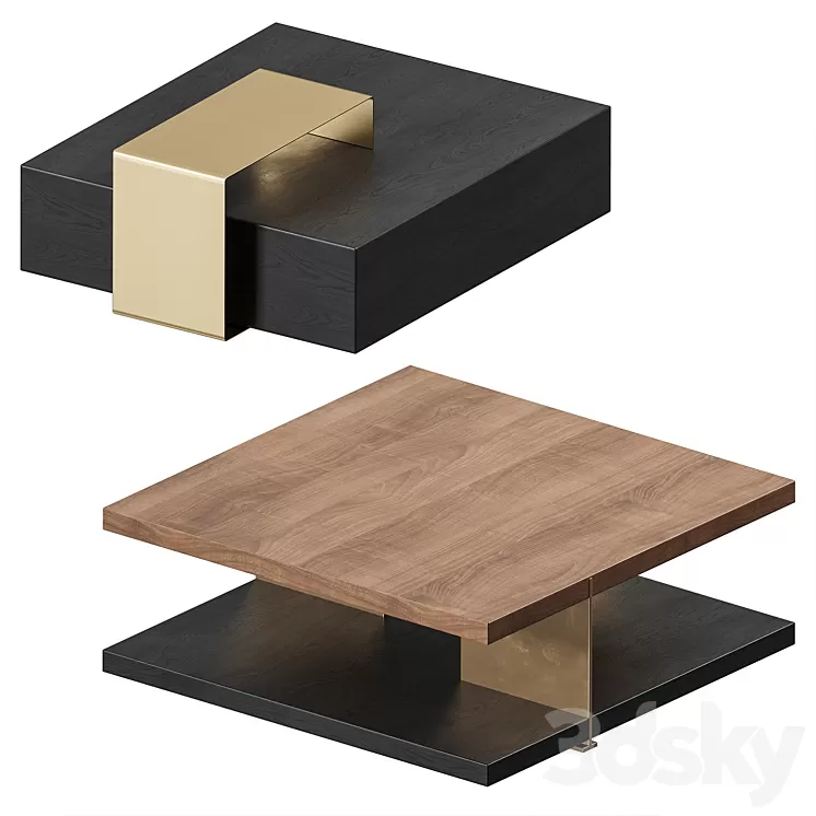 Homary Black Coffee Table 3D Model Free