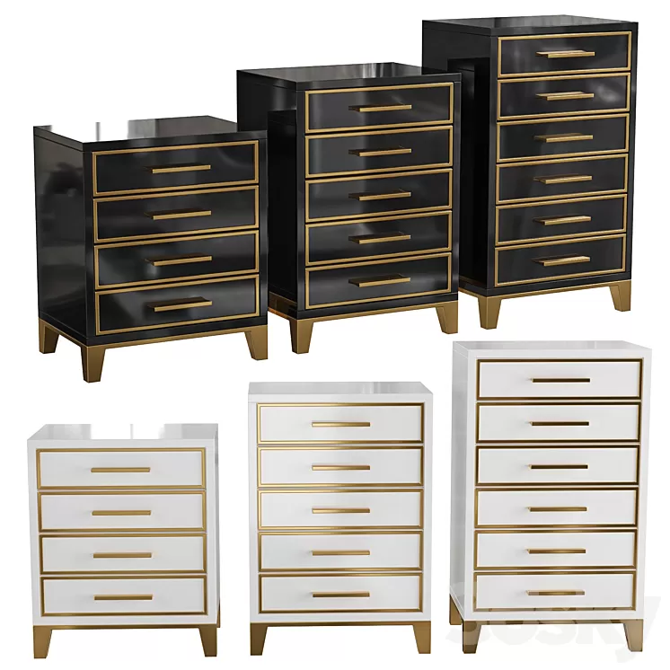 Homary-Chest of Drawers Mid-Century 5 Drawer Accent Chest 3D Model Free