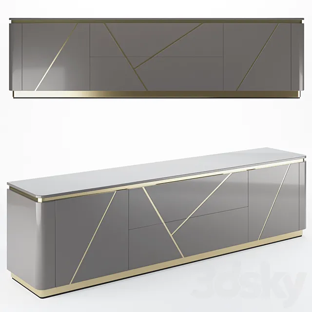 Homary Janice Gray TV Stand 3D Model