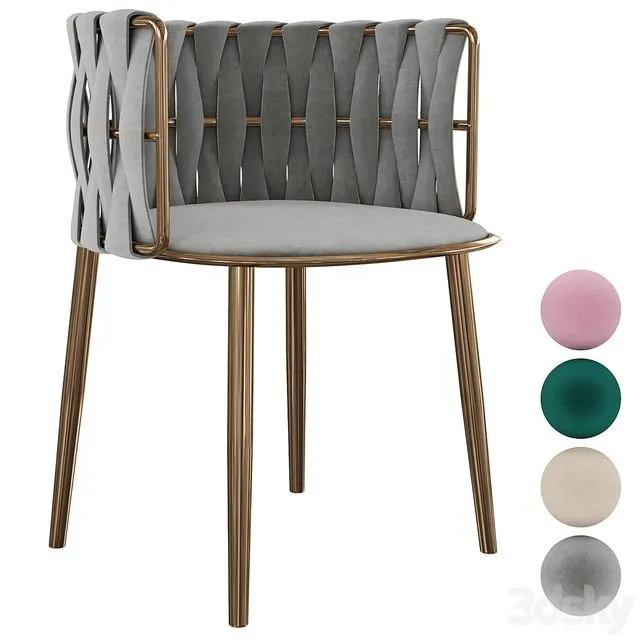 Homary-Light Gray Nordic Accent Chair Velvet Upholstered Accent Chair Round Stool 3D Model