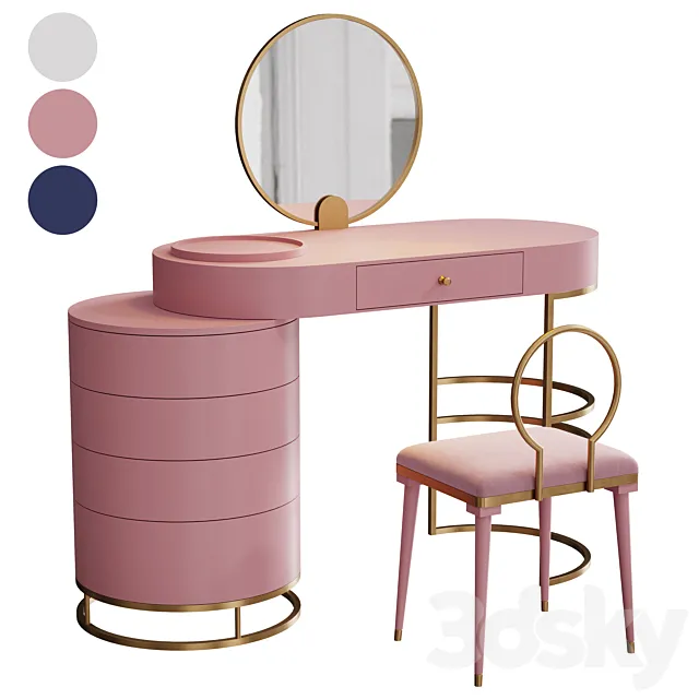 Homary Makeup Vanity Dressing Table 3 Colors 3D Model