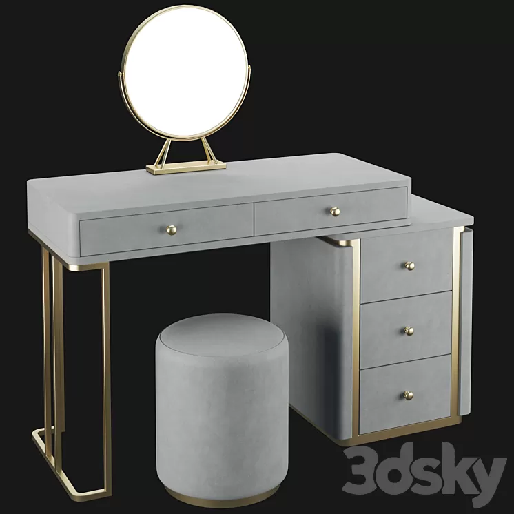 Homary Makeup Vanity Set Retracted 3D Model Free