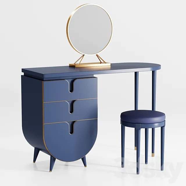 Homary – Modern Makeup Vanity Set with Mirror 01 3D Model