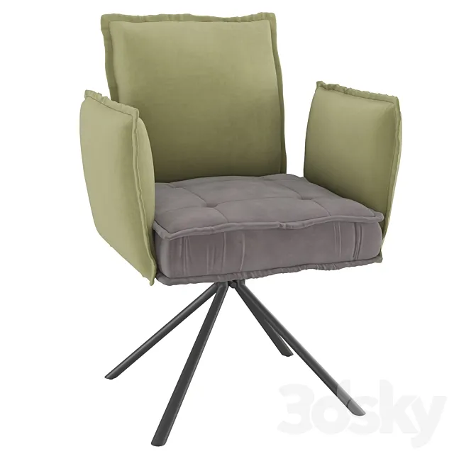 Homary-Modern Upholstered Velvet Accent Chair Soft Chair in Carbon Steel Legs 3D Model