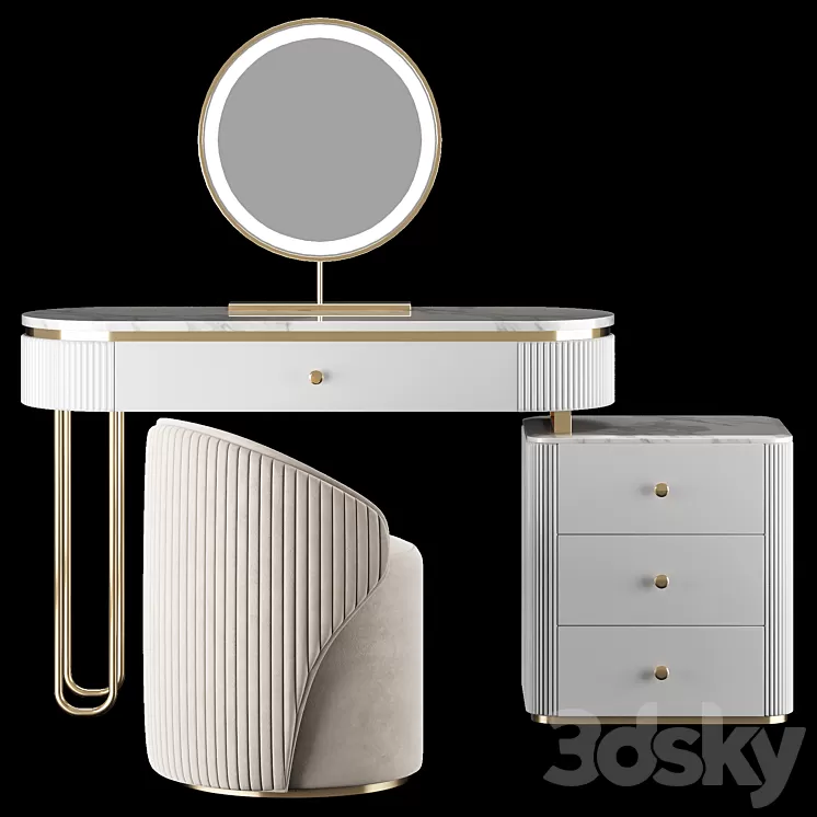 Homary Oboval Modern Makeup Vanity Table 3D Model Free