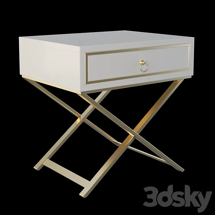 Homary White Nightstand X Shaped 3D Model Free