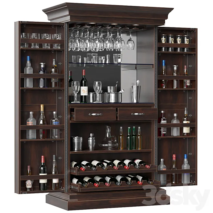 Home Bar Cabinet 3D Model Free