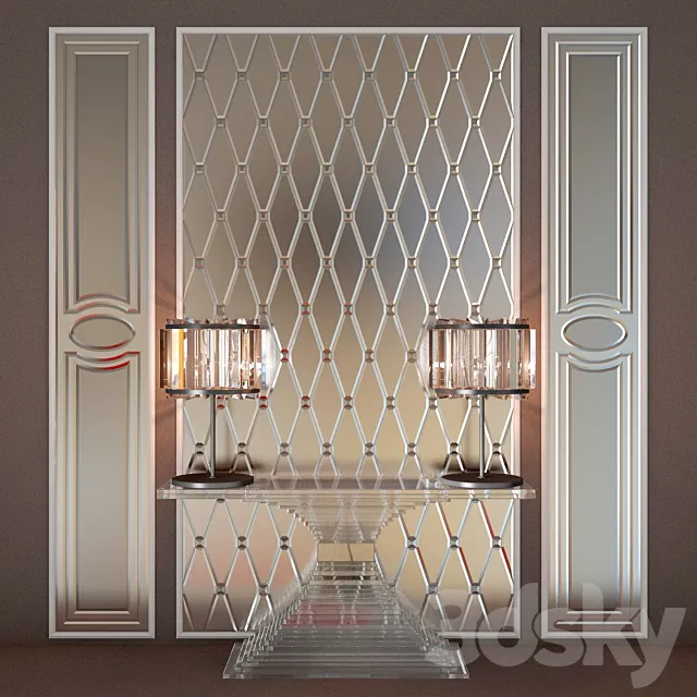 HOME CONCEPT console. mirror facets. table lamp 3DModel