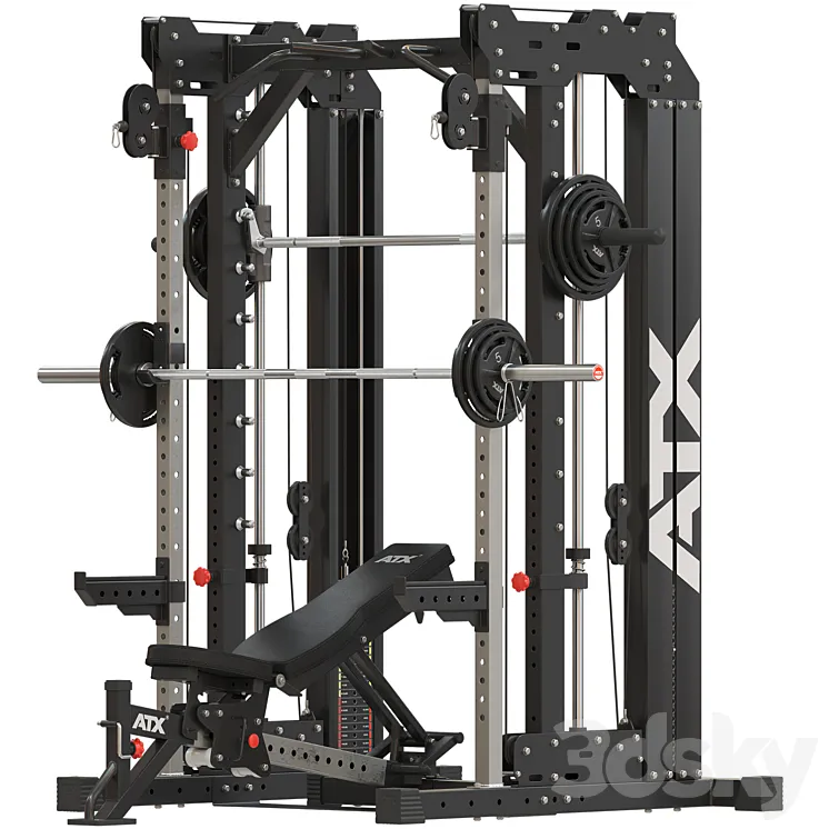 Home Gym ATX_Smith Cable Rack Weight Stack 3D Model Free