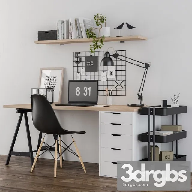 Home Office Ikea Set 3D Model Free