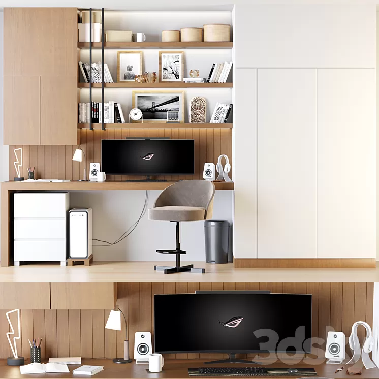 Home Office Set 3D Model Free