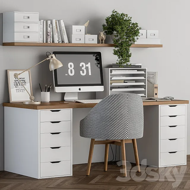 Home Office White 03 3D Model