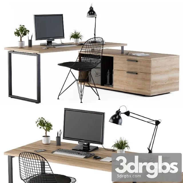 Home office wooden loft style 2 3D Model Free