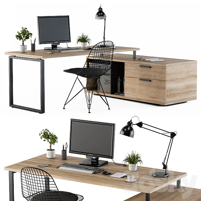 Home Office Wooden Loft style 3D Model