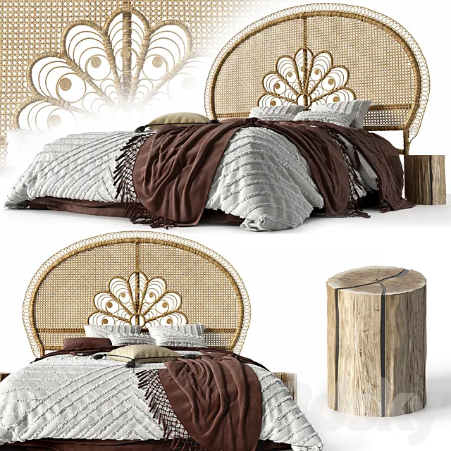 Home Republic Francis Rattan Honey Bedhead 3D Model