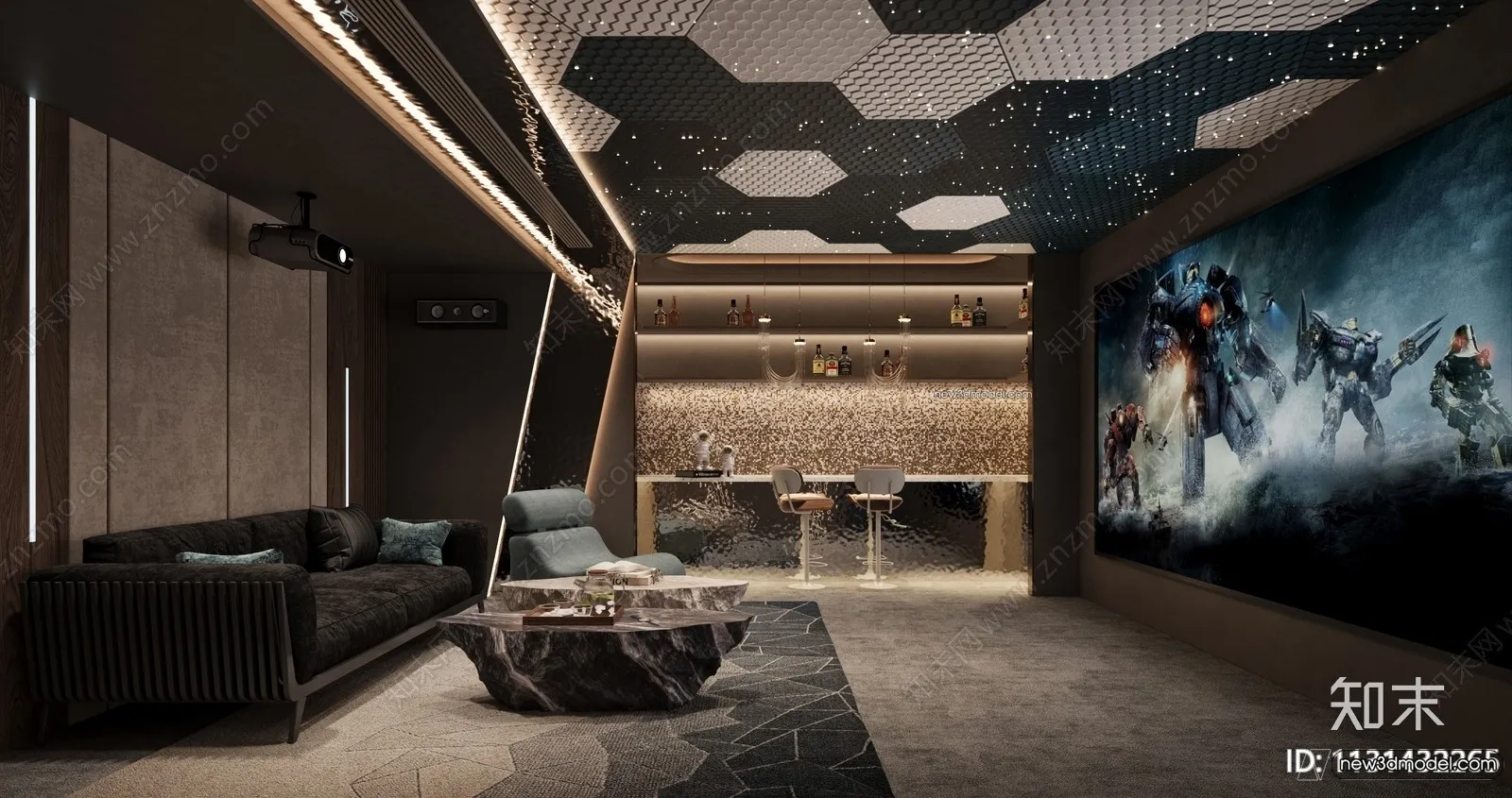 Home Theater - 3D Interior Scene - 3D Models - 042