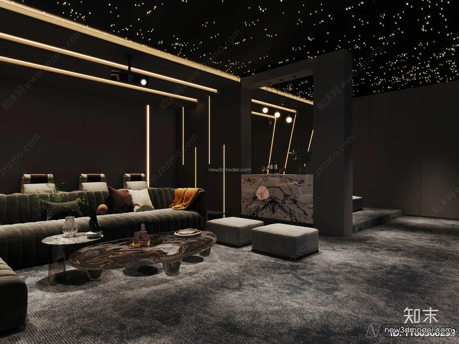 Home Theater - 3D Interior Scene - 3D Models - 081