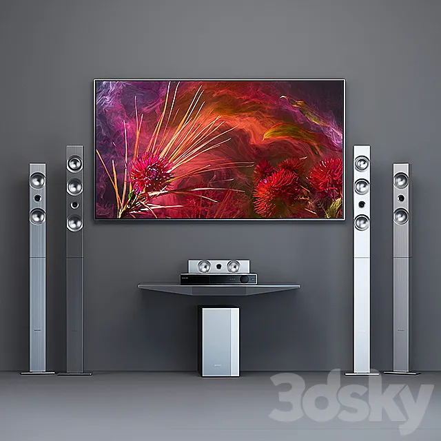 Home Theater Samsung HT-F9750W + tv Samsung Frame 3DModel