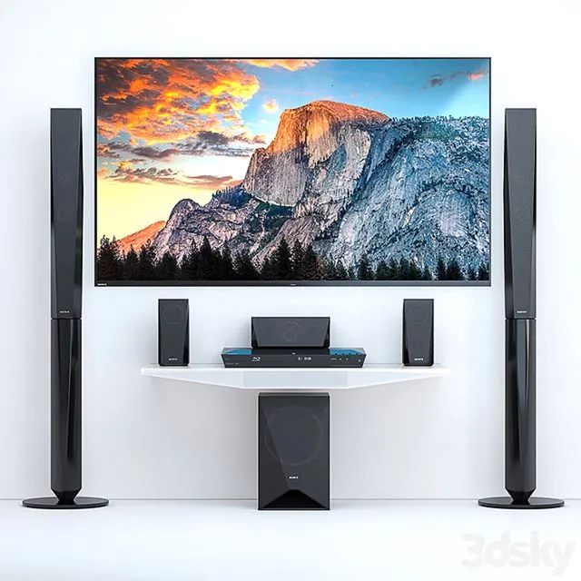 Home theater Sony BDV-E4100 + TV Sony AF8 3D Model