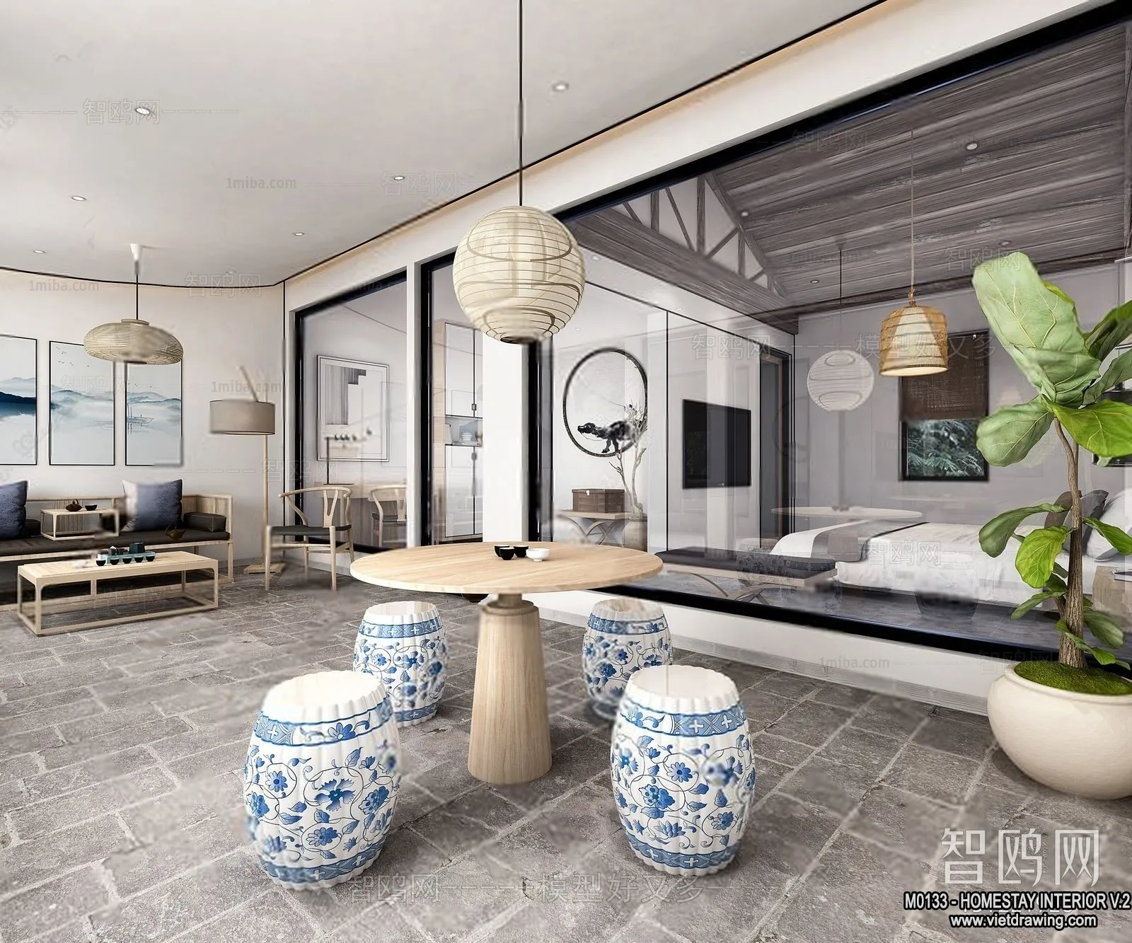 Homestay 3D Interior Scene - 3D Models - 158