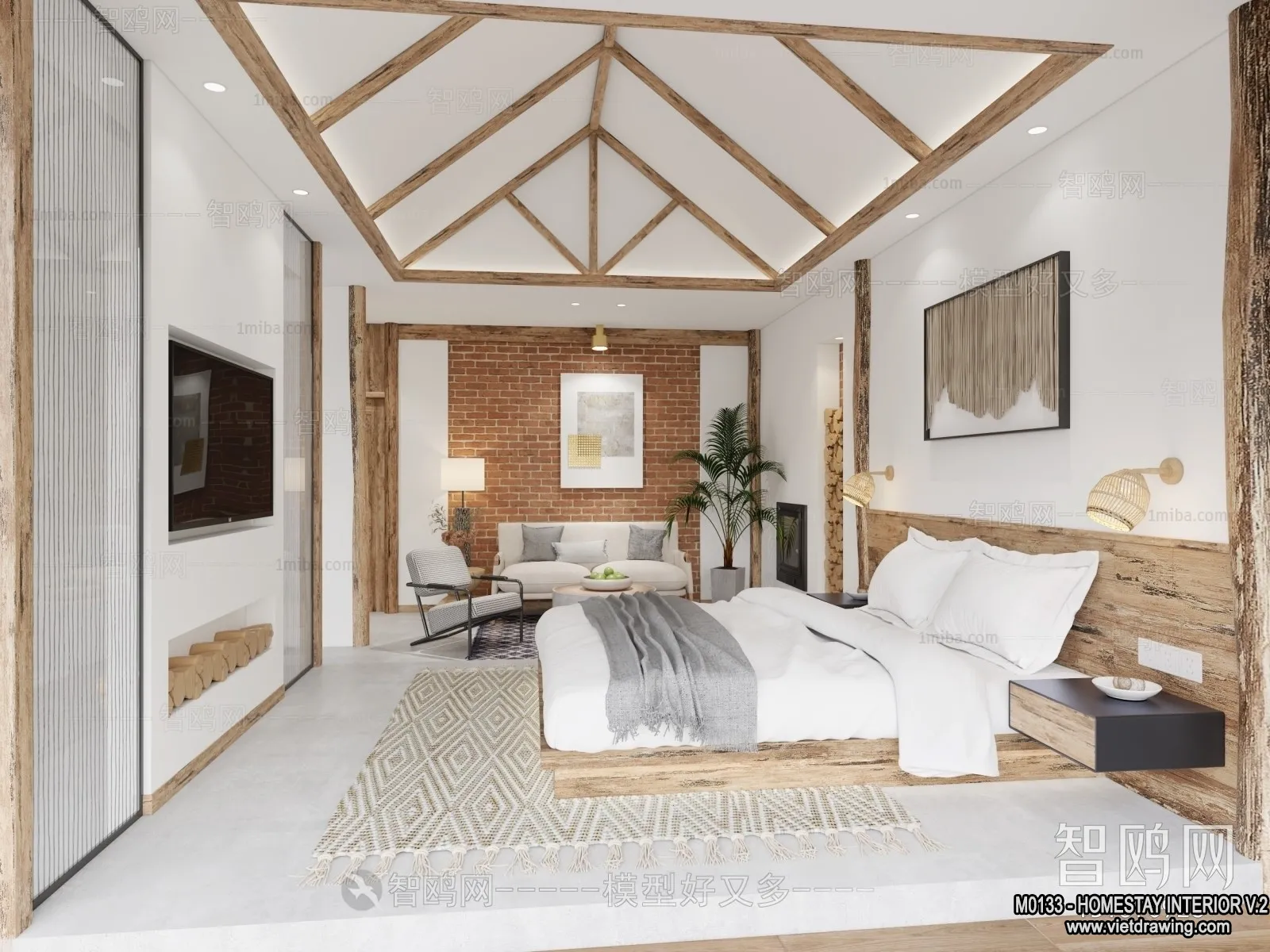 Homestay 3D Interior Scene - 3D Models - 182