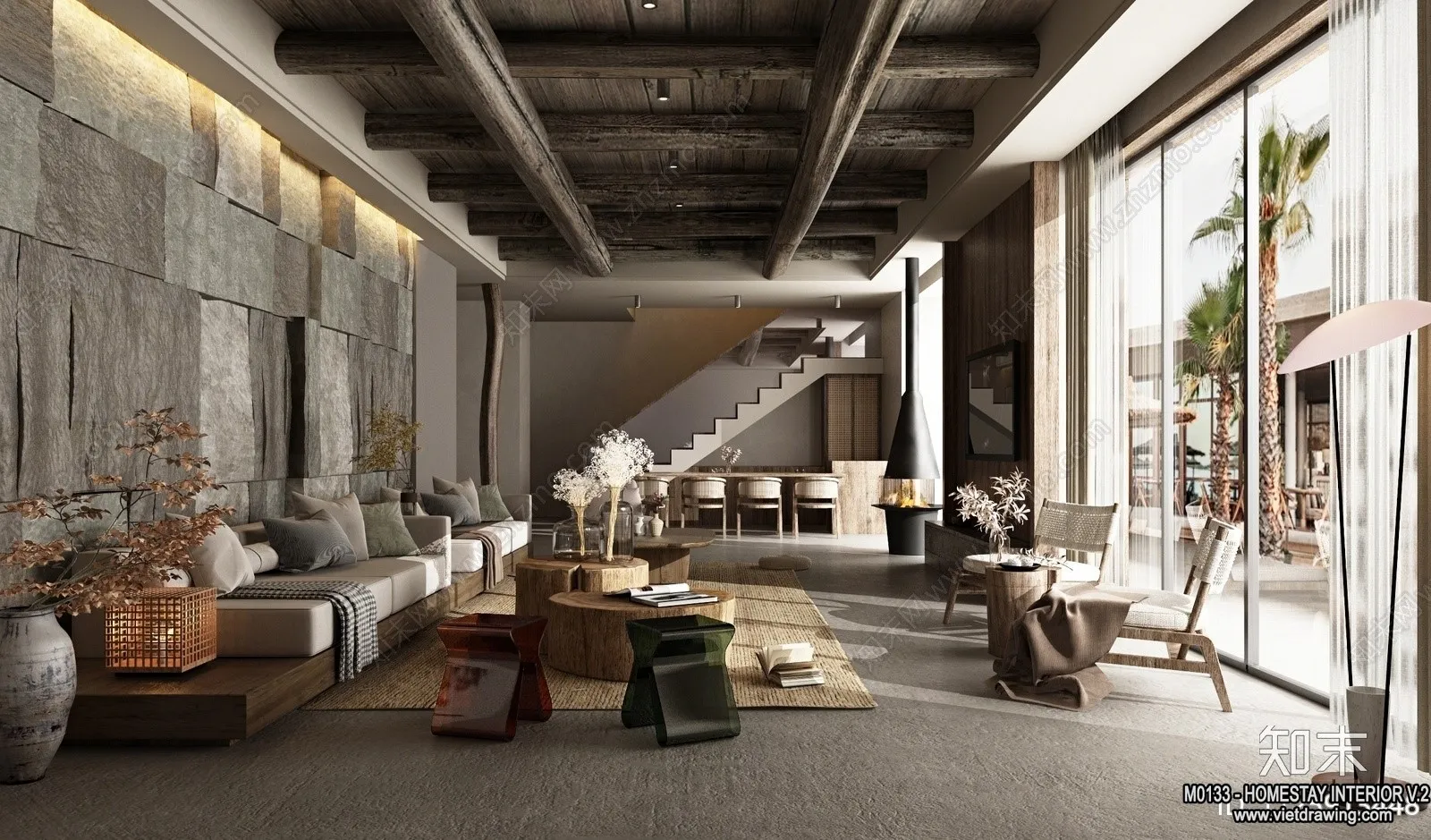 Homestay 3D Interior Scene - 3D Models - 183