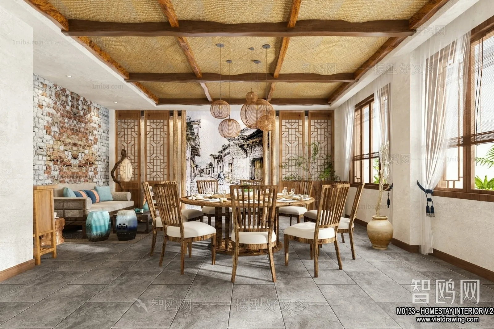 Homestay 3D Interior Scene - 3D Models - 185